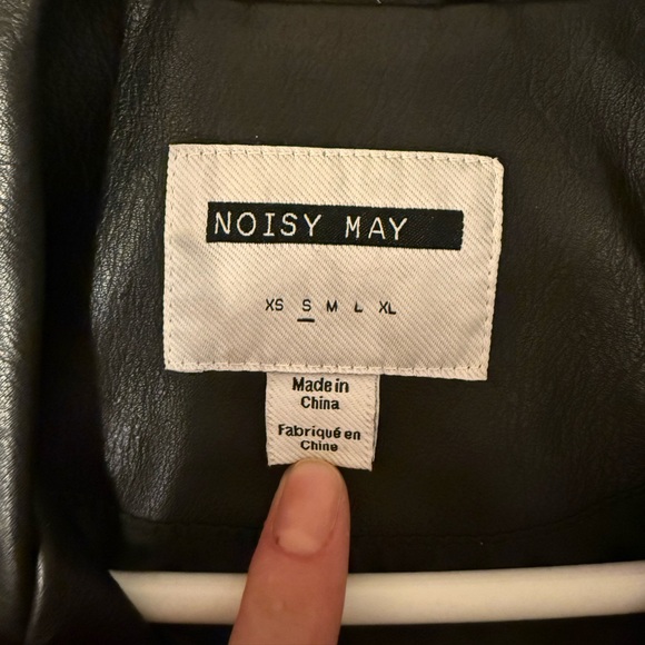 Noisy May Black Leather Biker Jacket - Picture 2 of 3